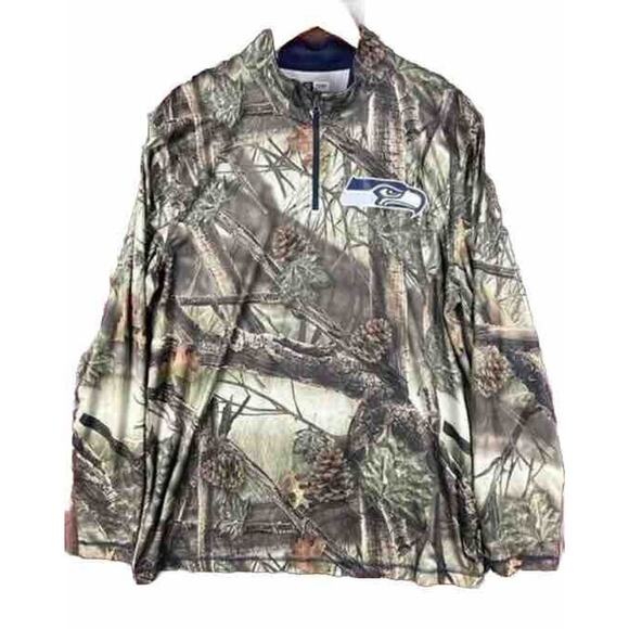 Seattle Seahawks Size XL NFL Camo TX3 Cool Quarter Zip Jacket Mens Activewear - Picture 1 of 7